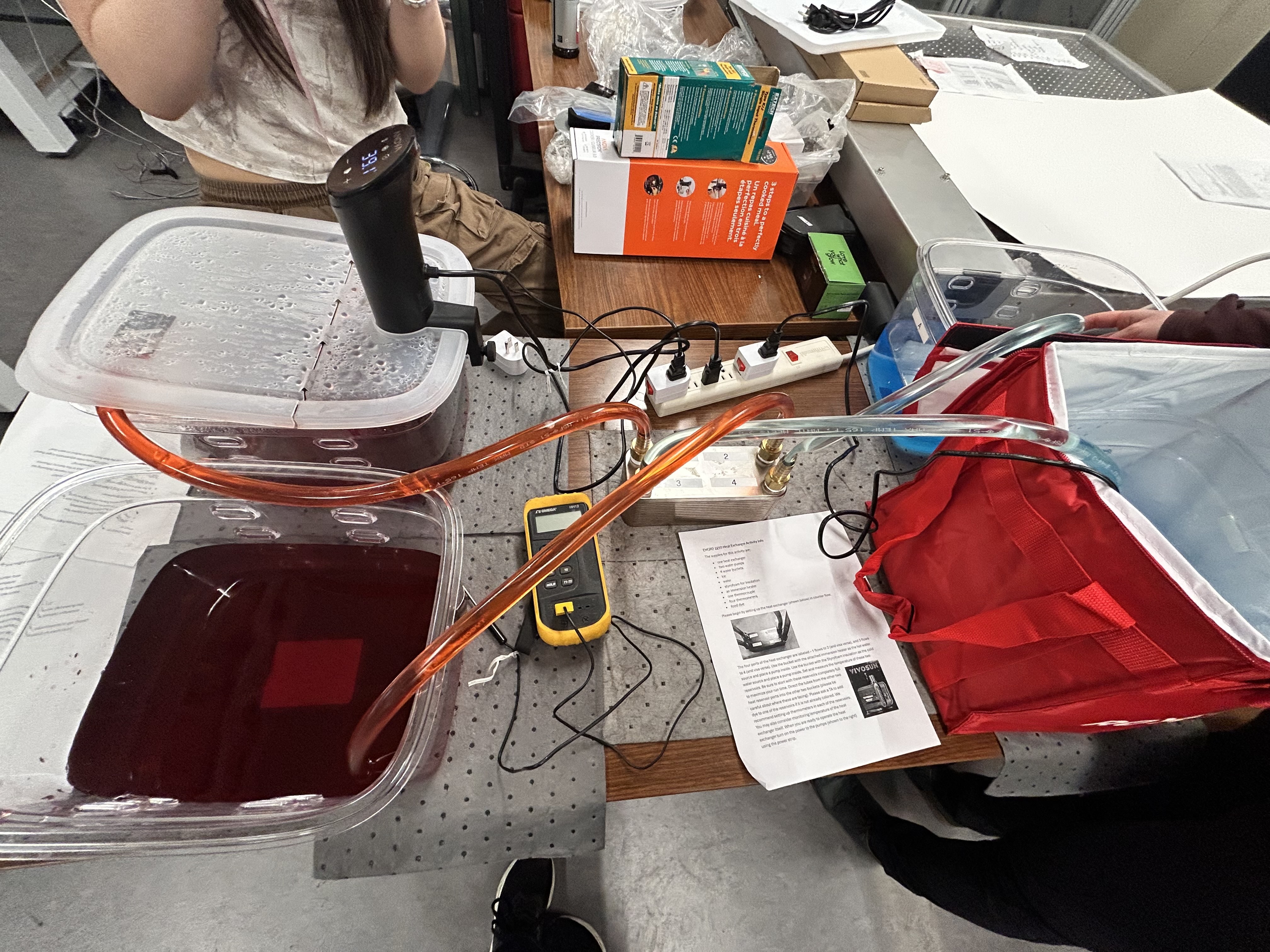 Photo: Experimental setup with anti-parallel tubing.