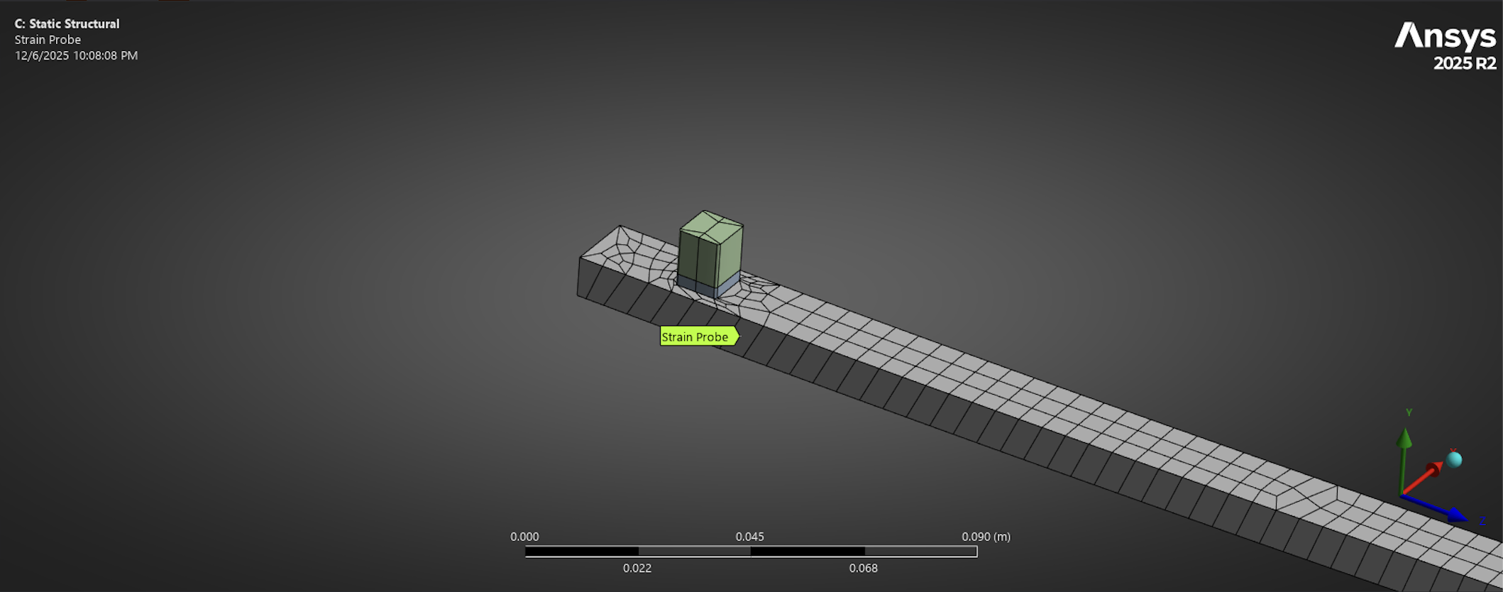 Strain at gauge location (field view)