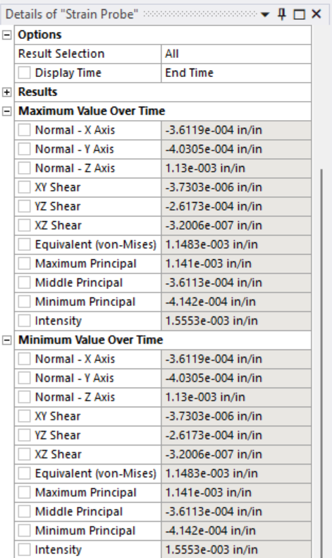 Probe Strain Values